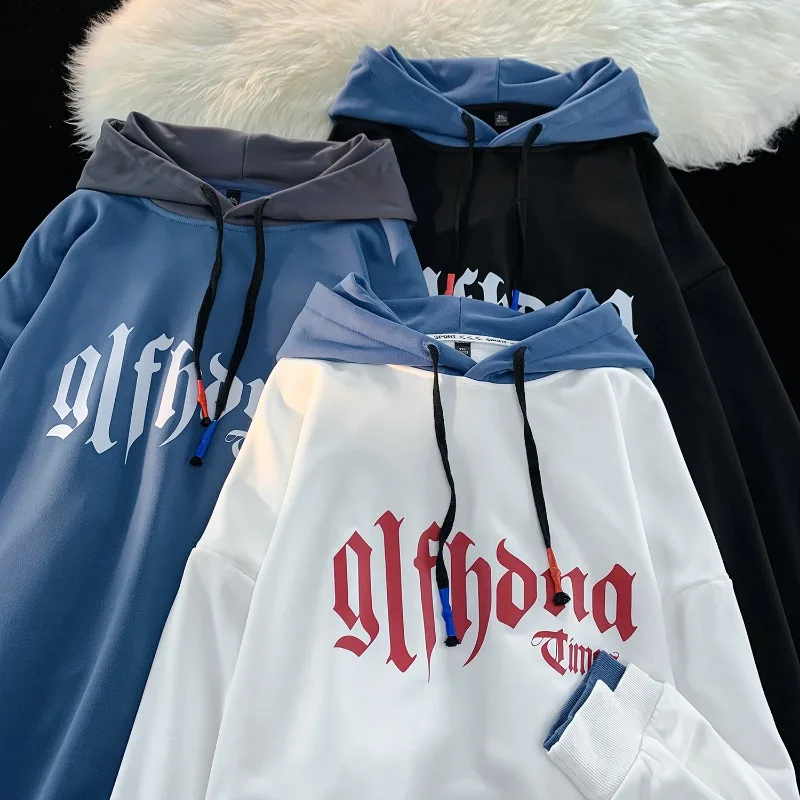 American Vintage Men's Hoodie Patchwork Hooded Oversize Pullover Korean Style Unisex Sweatshirts Large Size Hoodies Male Clothes - Image 4