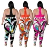 5xl Summer Outfits Sexy Lace Up Top Print Sweatpants Hollow Out Plus Size Two Piece Sets Women Clothing Wholesale Dropshipping - Image 4