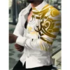 Men's long sleeved shirt, casual street social shirt, 3D printing trend design, starry sky luxury lapel shirt, 2024 new model - Image 4