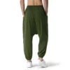 Army Green Baggy Genie Boho Yoga Harem Pants Cotton Low Drop Crotch Joggers Sweatpants Mens Casual Hippie Streetwear Trousers - Image 2