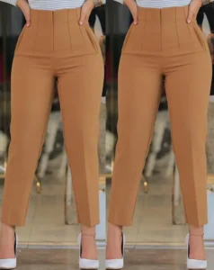 Elegant High Waist Cropped Work Pants for Women Black All-Match Daily Office Formal Wear Fashion Women's Trousers OL - Image 6