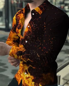 Lightning Hawaiian Shirts Floral 3d Printed Shirts Men Fashion Shirt Long Sleeve Casual Beach Blouse Lapel Blouse Men's Clothing - Image 6