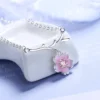 S925 sterling silver women's pink cherry blossom pendant necklace (40cm 3.5cm) luxury jewelry free shipping - Image 2