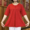 7XL Women Loose Spring Autumn Shirts Lady Fashion Casual Polka dot printing Half sleeve O-Neck Collar Button Blusas Tops - Image 4