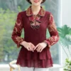 Elegant Long Sleeve Chiffon Printed Shirt for Women Korean Vintage All-match Ruffles Spliced Slim Blouse Spring Female Clothing - Image 2