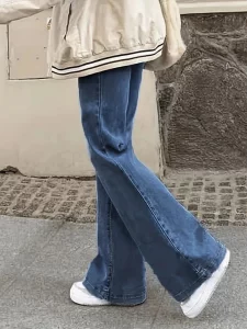 Solid Color High Waisted Flared Jeans American Retro Fashion Wide Leg Pants Streetwear Women Korean Simple Hot Girl Y2k Trousers - Image 4