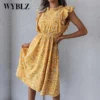 WYBLZ-Women's Casual Ruffle Floral Dress, Elegant Print Loose Dress, O-Neck Sleeveless Mini Dress, Office Lady Fashion, Summer - Image 5