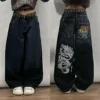 American Vintage Popular Straight Wide Leg Jeans Women Y2K New Street Hip Hop Fashion Joker Mopping Loose Pants Denim Trousers - Image 2