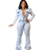 Ladies Denim Jumpsuit 2022 Spring and Autumn High Quality Elastic Flared Mouth Washed plus size Denim Jumpsuit - Image 6