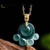 Natural Myanmar Jadeite Blue Water Cat Claw Pendant 18K Gold Inlaid with Ice Kind Lovely Fashion Women's Jade Necklace Gift - Image 3