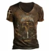 Summer Men Retro Horror Skull Pattern Fashion Hd Print O Neck Short Sleeve T-Shirt Fun Plus Size Loose Comfortable Top Clothing - Image 5