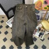 Vintage Trendy Leopard Print Jeans Women's American High Street Trousers Spring Y2K Harajuku Style Baggy High Waist Casual Pants - Image 2