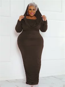 Wmstar Plus Size Dresses Women Solid Off Shoulder Long Sleeve Draped Bodycon Stretch Elegant Maxi Dress Wholesale Dropshipping - Image 6