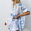 hirigin Holiday Two Pieces Sets Women 2022 Summer Casual Beach Outfits for Women Printed Short Sleeve Shirts and Shorts Suits