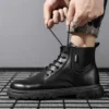 Round Tip Number 46 Mens High Top Canvas Shoes Boot Sneakers Designer Trainer Sports Sapatenis Fat Foot-wear New Novelties - Image 4
