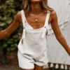 Women Jumpsuit Loose Style Overalls Boho Solid Color Square Collar Playsuits Sleeveless Rompers Summer Casual Clothes - Image 4