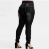 Plus Size Button Up Skinny Black Gray Long Jeans 4XL 5XL Women Spring High Waist Stretch Skinny Thin Denim Pants Lady Trousers - Image 4