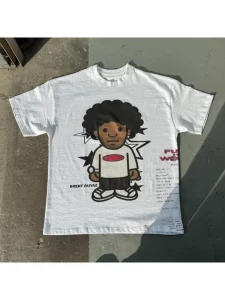 2024 Summer New Trendy American Street Couple Oversize Loose Cotton Cartoon Short Sleeved T-shirt Goth Crop Top Y2k Clothes - Image 5