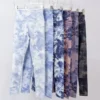 Women Yoga Tight Fit Leggings Quick Drying Tie Dye Sports High Waist Nine Points Pants Running Fitness Elastic Sports Pants - Image 2