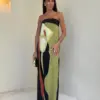 Summer Avocado Print Strapless Dress Women Fashion Loose Off Shoulder Contrast Color Dresses 2024 Sexy Ladies Holiday Streetwear