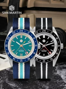 San Martin Original Design Fashion GMT 39.5mm Men Sports Watch Japan NH34 Automatic Mechanical Waterproof 100m SN0116 Reloj - Image 3