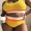 0XL - 4XL Splicing Bikini Large Size Swimwear Plus Size Women Swimsuit Female Two-pieces Bikini set Bather Bathing Suit V4755Y