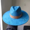 Women's suede 10cm wide Brim Fedora hat Men's autumn and winter felt jazz hat Classic suede Fedora Sombrero - Image 2