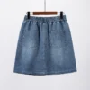 Mini Denim Skirt Plus Size Women Clothing Slim Fit Basics Solid Color Scratches Jean Bottoms Autumn 2022 - Image 2