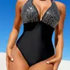 Sexy Shiny Sequins Deep V Backless Monokini Halter Women Swimwear One Piece Swimsuit Female Bather Bathing Suit Swim Lady V4996