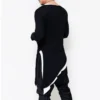 Men asymmetrical design punk hip hop long sleeve t shirt side split long tee shirts mens casual vintage streetwear gothic tops - Image 2