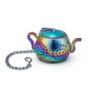 Metal Tea Strainer Teapot Shape Loose Tea Stainless Steel Infuser Leaf Tea Maker Strainer Chain Drip Tray Herbal Spice Filter - Image 6