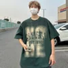 American heavyweight short sleeved men's fashion brand summer half sleeved ins trendy summer clothing new pure cotton loose - Image 2