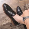 2022 Luxury Brand Penny Loafers Men Casual Shoes Slip On Leather Dress Shoes Big Size 38-47 Brogue Carving Loafer Driving Shoes - Image 2