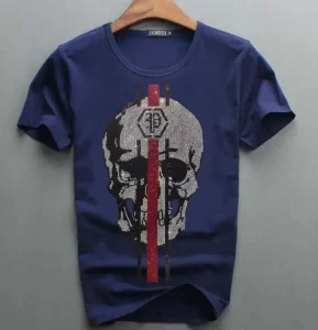 S-6XL Streetwear Men Diamonds Summer Mens Rhinestones Skulls Graphic T Shirt Male Fashion Tees Casual anime Tops - Image 3