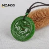 Natural Hetian Jasper Retro Dragon Jades Pendant Genuine Fine Carved Hollow Dragon Men & Women Pendant Necklace Holiday Gift - Image 5