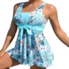 Plus Size Two Pieces Swimsuits Swimwear Women Flower Print Summer Large Bathing Suits Tankini Beachwear Sexy Bikini Swimdress - Image 4