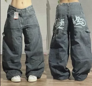 American Vintage Gothic Print Jeans Women Y2K New Street Hip Hop Low Waist Mopping Wide Leg Pants Harajuku Casual Loose Trousers - Image 6