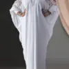 VONDA Plus Size Women 2023 Maxi Dress Summer Sundress Long Sleeve White Lace Robe Female Holiday Patchwork Casual Long Vestido