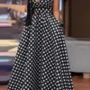 VONDA Bohemian Sundress 2024 Summer Women Polka Dot Maxi V Neck Hollow Sleeveless Sexy Dress Casual Elegant Party Robe Femme