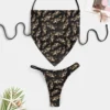 Goth Gothic Bikini Set Sexy Death Head Moth Thong Bikini Swimsuit Beach Graphic Swimwear Retro Bathing Suit - Image 2