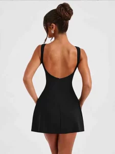 NIDANSSI Black O Neck Backless Evening Party Dress Women 2024 Sleeveless Elegant Sexy Dress Bodycon Mini Summer Dress Vestidos - Image 3