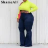 Plus Size Wide Lge Super Stretchy Flare Jeans Mom 4XL Fall Spring Sexy High Waisted Matching Slim Fit Skinny Denim Bell Bottoms - Image 4