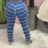 Plus Size Jeans New Wash Tassel Tight Elastic Stitching Large Women's Jeans Fashion Long Pants Women's Clothing - Image 4