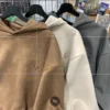 Mens Suede Hoodies Fall Winter Sweatshirt American Vintage College Style Hooded Sweatshirt Fashion Street Trend Clothing - Image 4