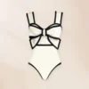 New Swimsuit High-end Niche Design Black and White Bow Slimming Holiday Sexy Hot Spring One Piece Swimsuit for Women - Image 4