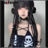 Women Men Gothic Lolita Punk Harajuku Y2K girl skull Bikini Bling Bling Tank Top Trim Crop Tops Bikini set - Image 4