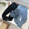 Spring Autumn Clothing Women Drainpipe Jeans Plus Size Brief Denim Cotton Leg Opening Buttons High Waist Stretch Straight Pants - Image 5