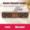 W8C Wooden Sound Bar 20W HIFI Stereo Subwoofer Music Sound System LED Display Desktop PC Clock BlueTooth Speakers With FM Radio - Image 4