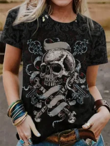 Rose Skull 3D Print O-Neck T-shirts Women/Men Short Sleeve Fashion Hip Hop Oversized Harajuku Y2K T Shirt Sexy Clothing - Image 5