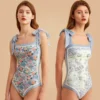 New Vintage Printed Double-sided Wear One Piece Swimsuit Swimwear Bandage Swimming Bathing Suit Women Sexy Beachwear Woman - Image 2